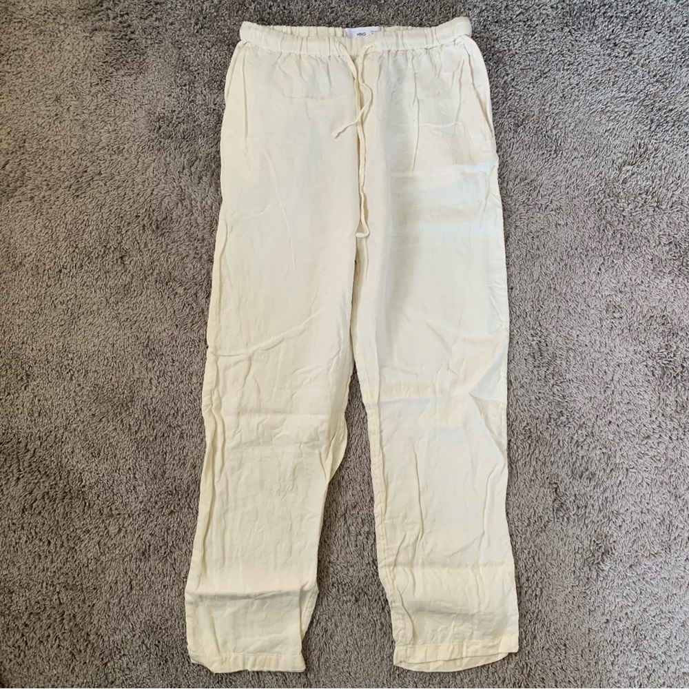 XS Mango Cream Linen Trousers